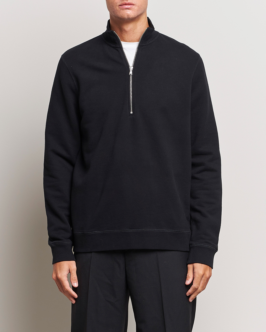 Herren | Pullover | Sunspel | Loopback Half Zip Sweatshirt Black