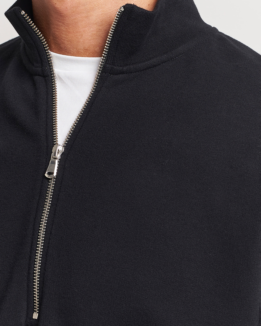 Herren | Pullover | Sunspel | Loopback Half Zip Sweatshirt Black
