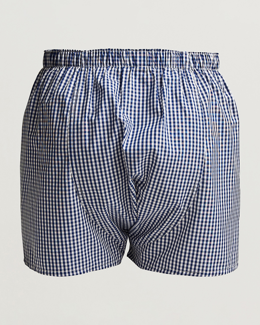 Herren | Unterwäsche | Sunspel | Cotton Gingham Boxer Navy