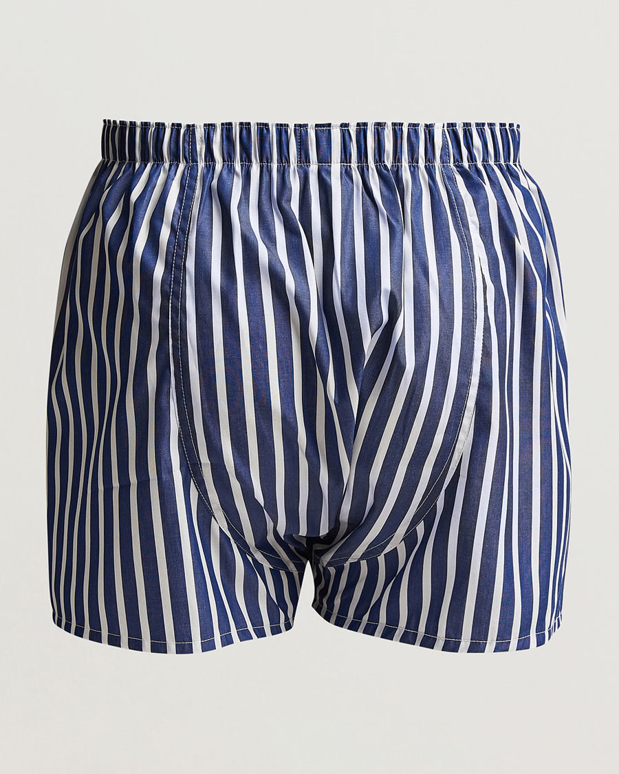 Herren | Unterwäsche | Sunspel | Cotton Gingham Boxer White/Navy