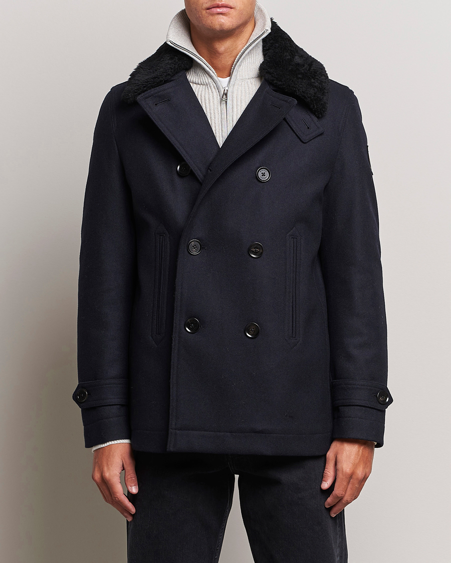 Herren | Jacken | Belstaff | Ashridge Sherling Wool Peacoat Dark Ink