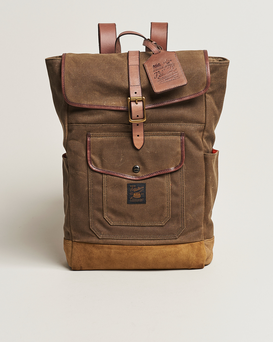 Herren | Polo Ralph Lauren Zip Top Oil Cloth Backpack Olive | Polo Ralph Lauren | Zip Top Oil Cloth Backpack Olive