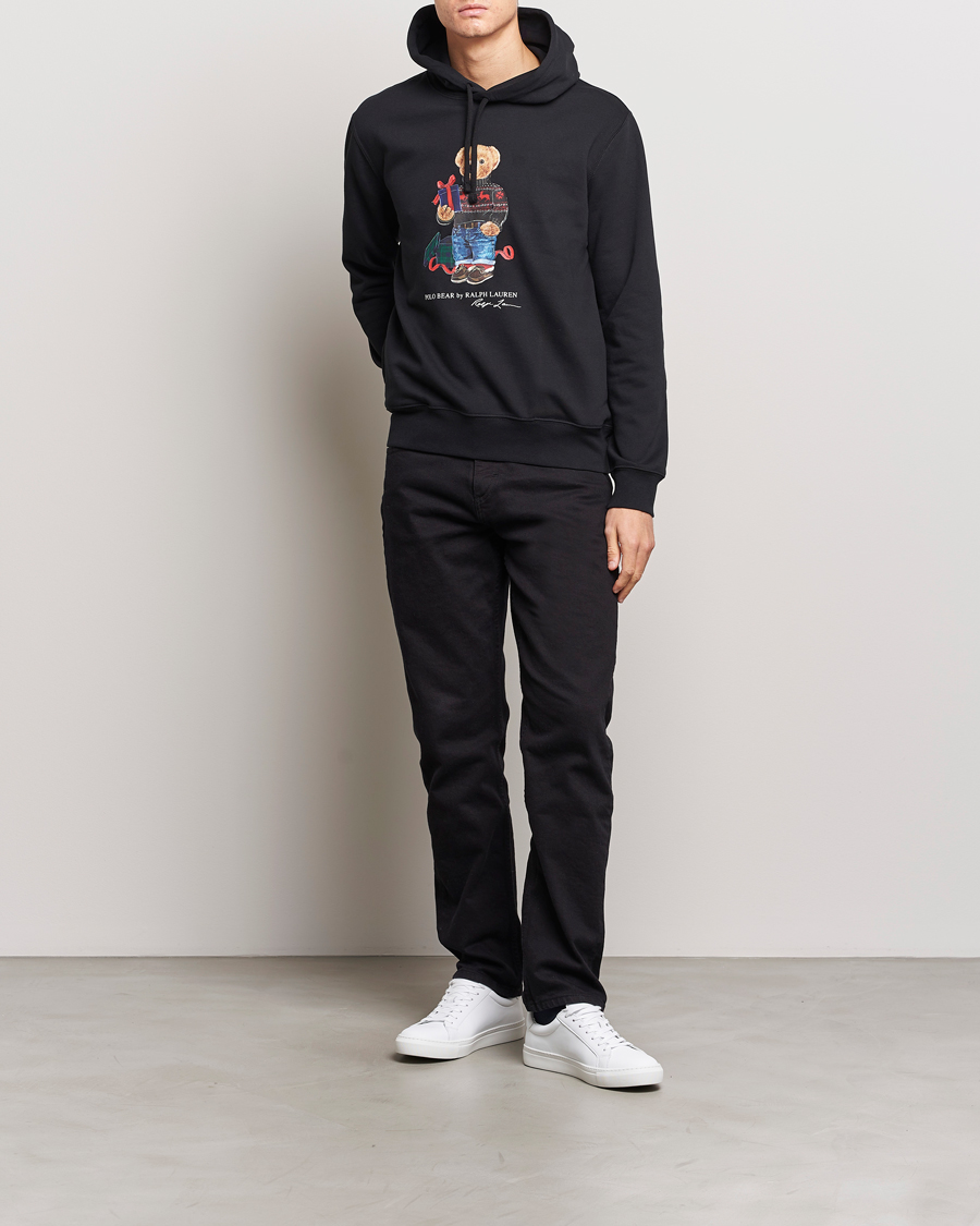 Herren | Pullover | Polo Ralph Lauren | Printed Denim Bear Hoodie Black