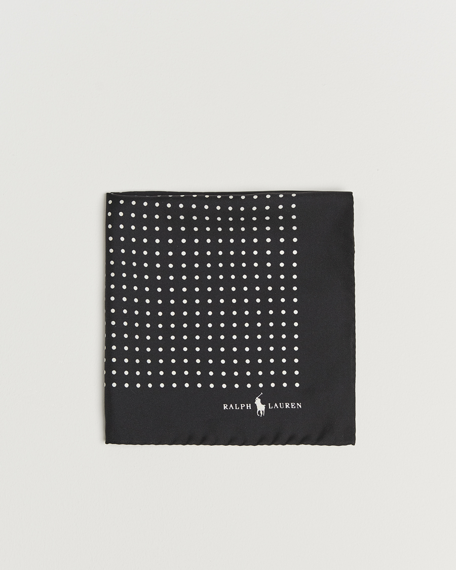 Herren | Polo Ralph Lauren Silk Dot Pocket Square Black/White | Polo Ralph Lauren | Silk Dot Pocket Square Black/White