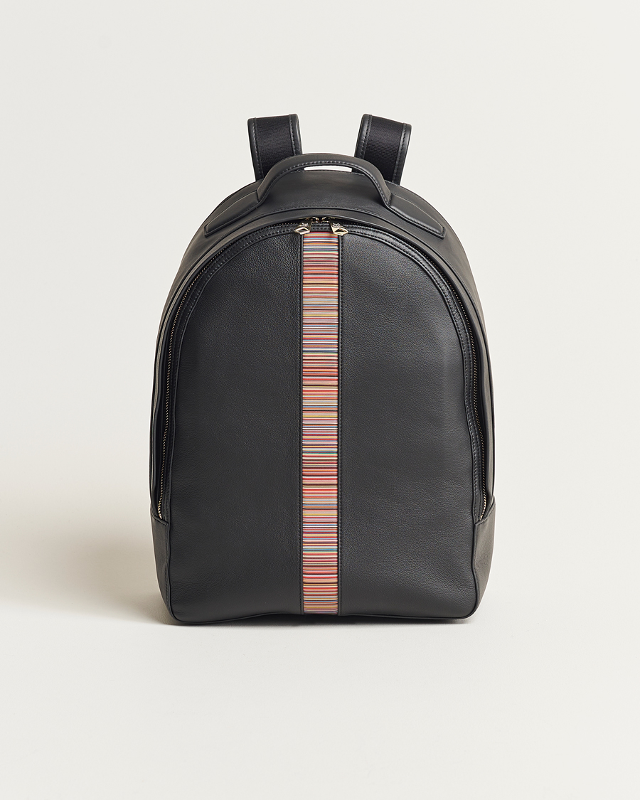 Herren | Paul Smith Leather Stripe Backpack Black | Paul Smith | Leather Stripe Backpack Black