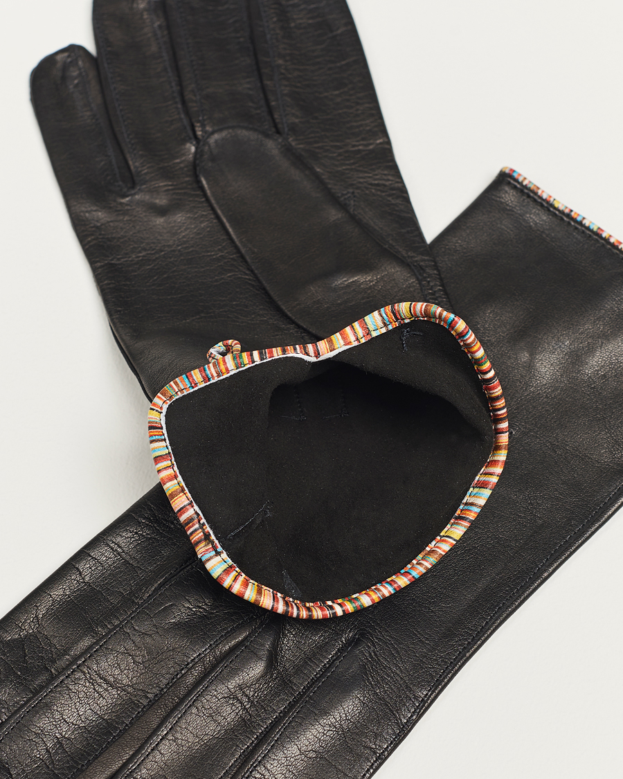 Herren | Handschuhe | Paul Smith | Leather Striped Piping Glove Black
