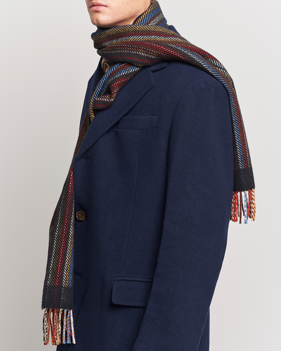 Herren | Paul Smith Wool/Cashmere Stripe Herringbone Scarf Multi | Paul Smith | Wool/Cashmere Stripe Herringbone Scarf Multi