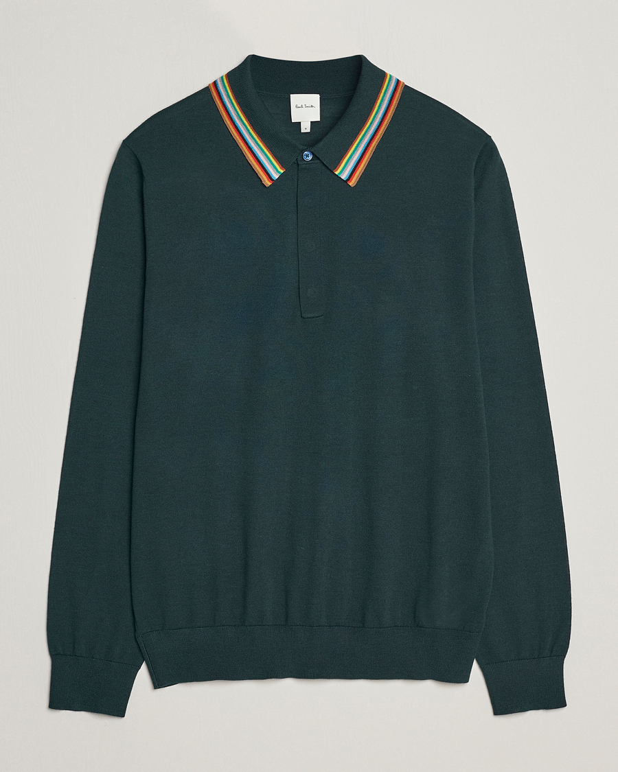 Herren | Pullover | Paul Smith | Wool/Silk Knitted Polo Dark Green