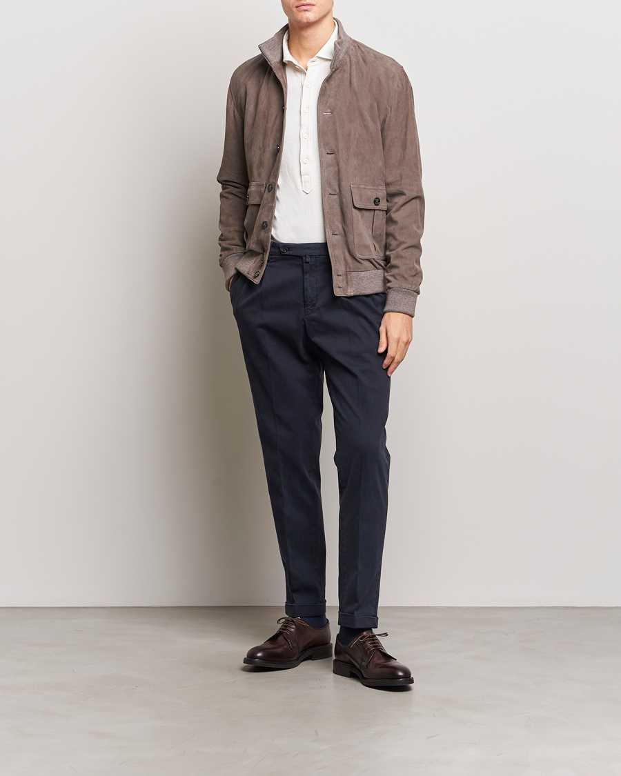 Herren | Hosen | Briglia 1949 | Easy Fit Pleated Cotton Stretch Chino Navy
