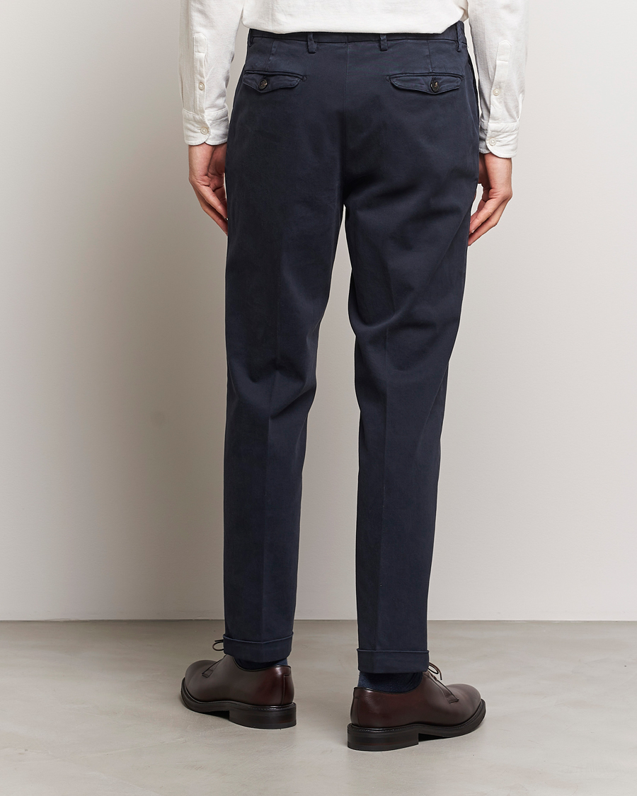 Herren | Hosen | Briglia 1949 | Easy Fit Pleated Cotton Stretch Chino Navy