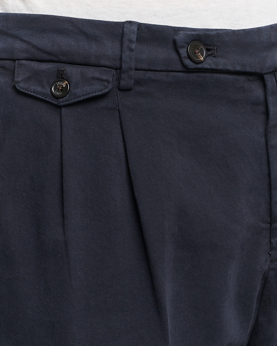 Herren | Hosen | Briglia 1949 | Easy Fit Pleated Cotton Stretch Chino Navy
