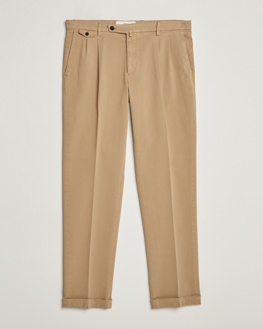 Herren | Hosen | Briglia 1949 | Easy Fit Pleated Cotton Stretch Chino Beige