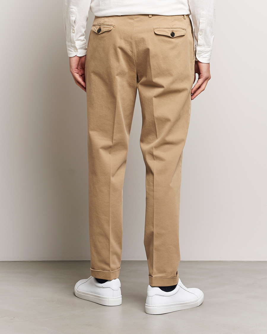 Herren | Hosen | Briglia 1949 | Easy Fit Pleated Cotton Stretch Chino Beige