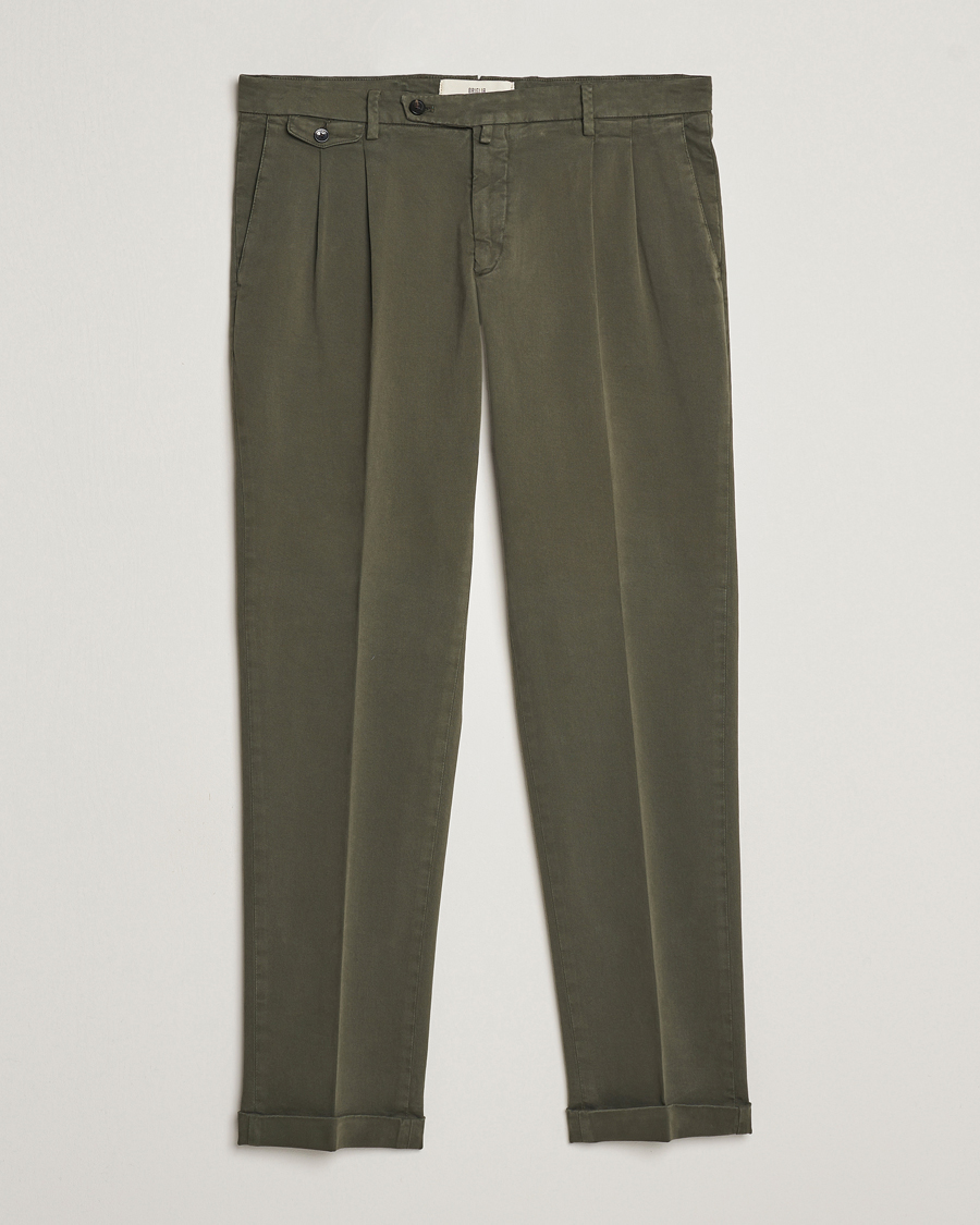 Herren | Hosen | Briglia 1949 | Easy Fit Pleated Cotton Stretch Chino Military