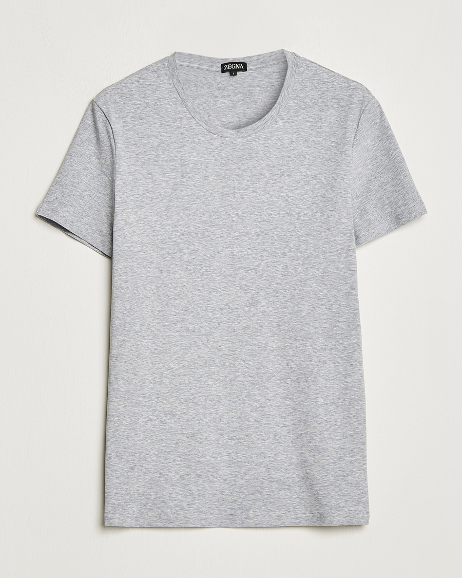 Herren | T-Shirts | Zegna | Stretch Cotton Round Neck T-Shirt Grey Melange