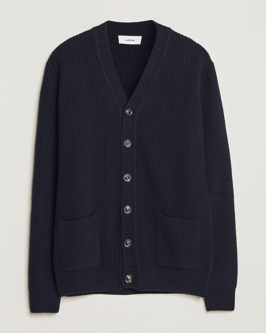 Herren | Pullover | Lardini | Wool/Cashmere Knitted Cardigan Navy
