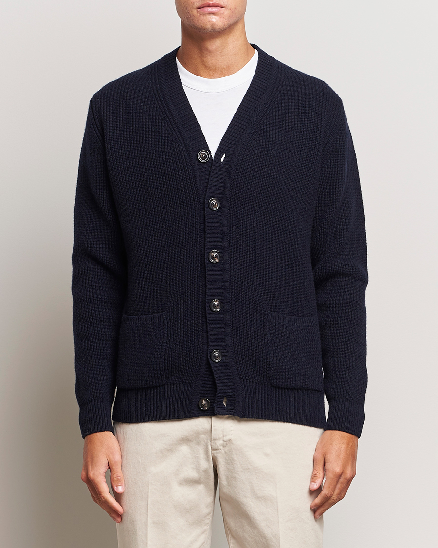 Herren | Pullover | Lardini | Wool/Cashmere Knitted Cardigan Navy