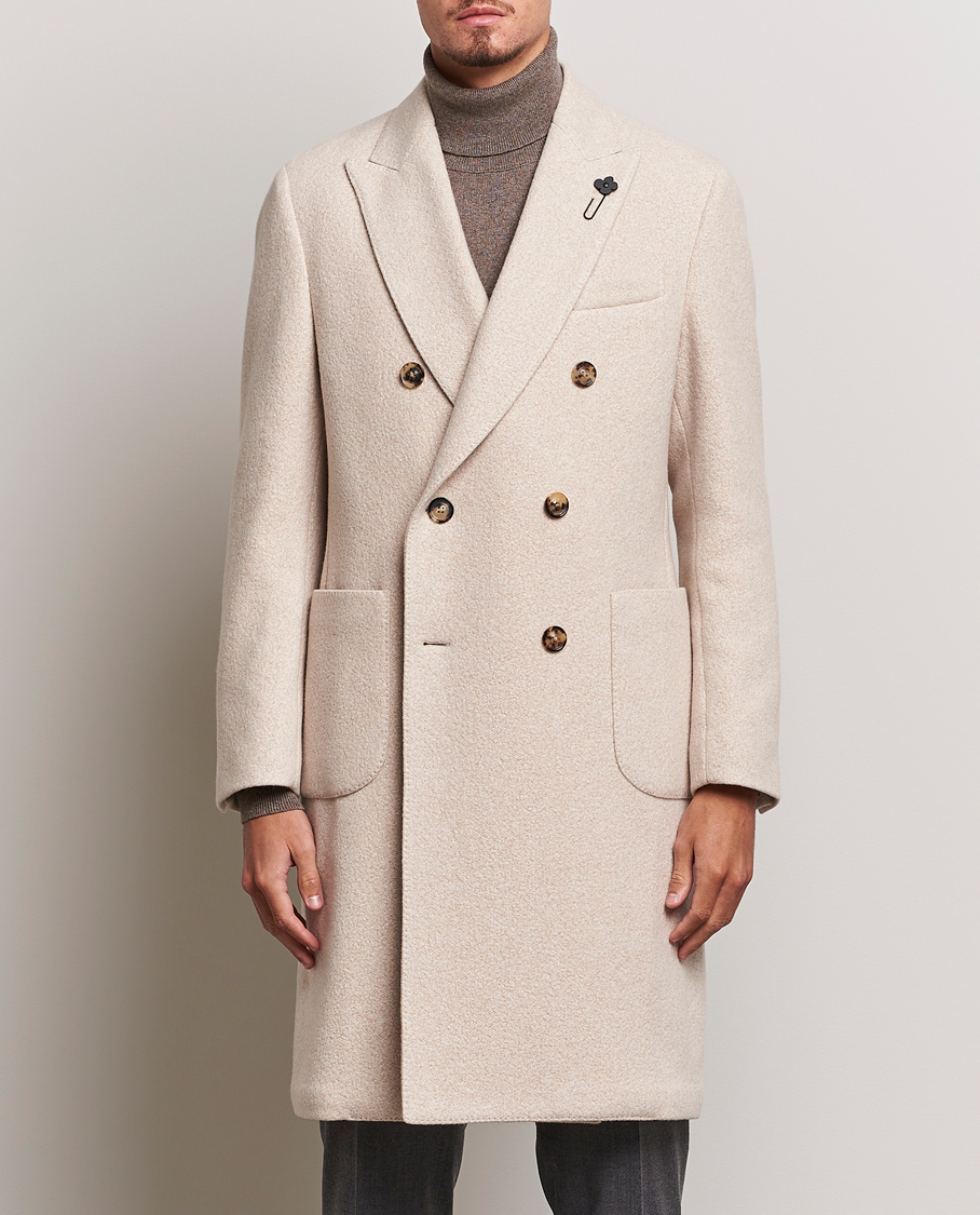 Herren | Jacken | Lardini | Wool/Silk/Cashmere Double Breasted Coat Beige