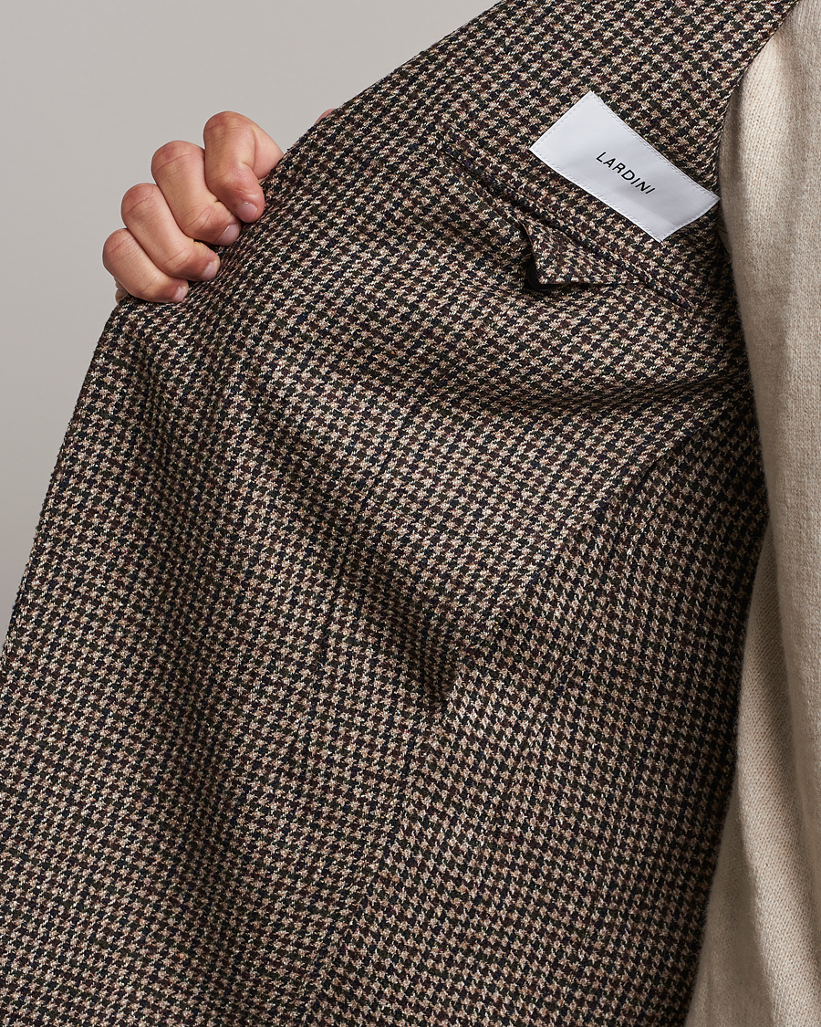 Herren | Sakkos | Lardini | Wool/Silk/Cashmere Houndstooth Blazer Beige/Green