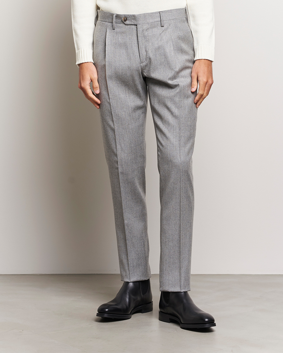Herren | Hosen | Lardini | Wool/Cashmere One Pleat Trousers Light Grey