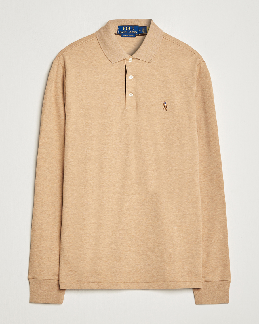 Herren | Pullover | Polo Ralph Lauren | Custom Slim Fit Long Sleeve Polo Camel Heather