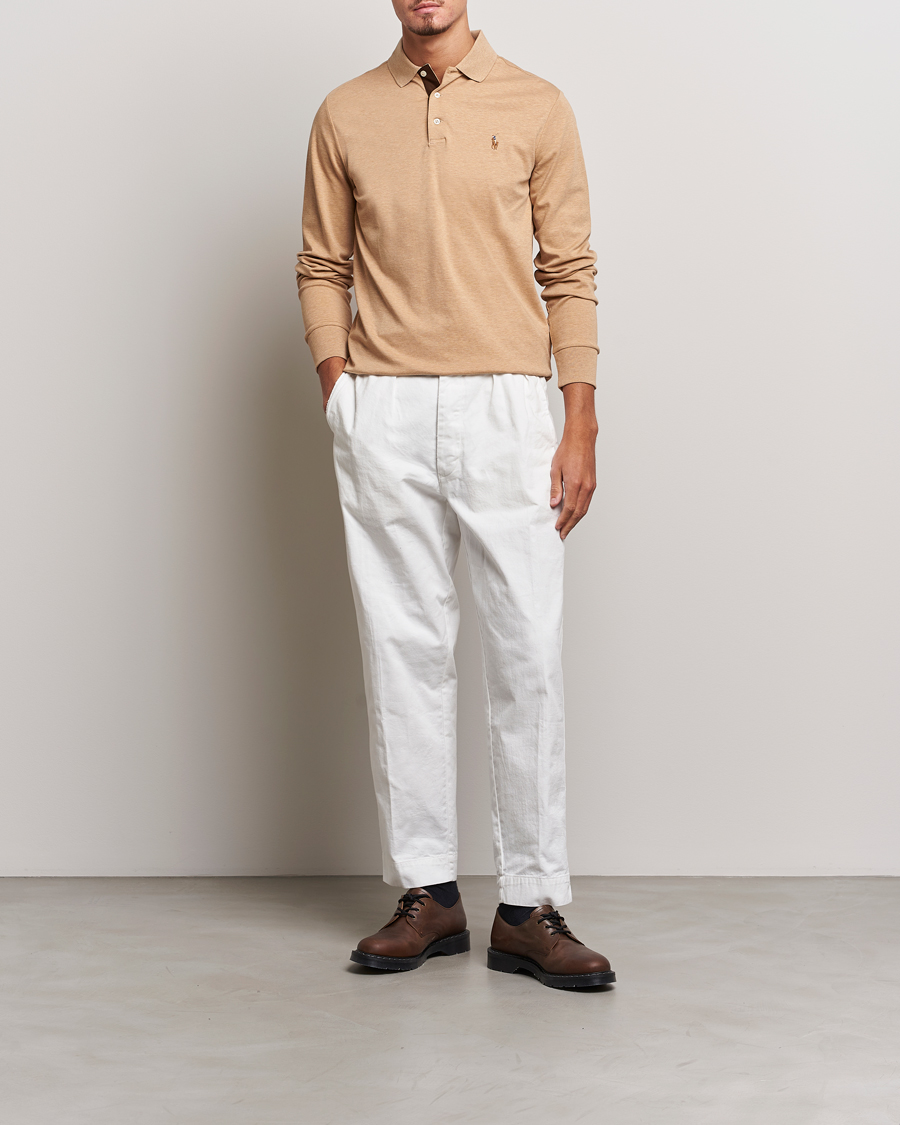 Herren | Pullover | Polo Ralph Lauren | Custom Slim Fit Long Sleeve Polo Camel Heather