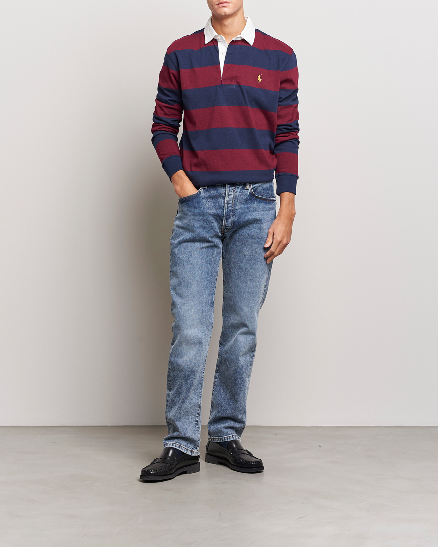 Herren | Pullover | Polo Ralph Lauren | Jersey Striped Rugger Navy/Wine