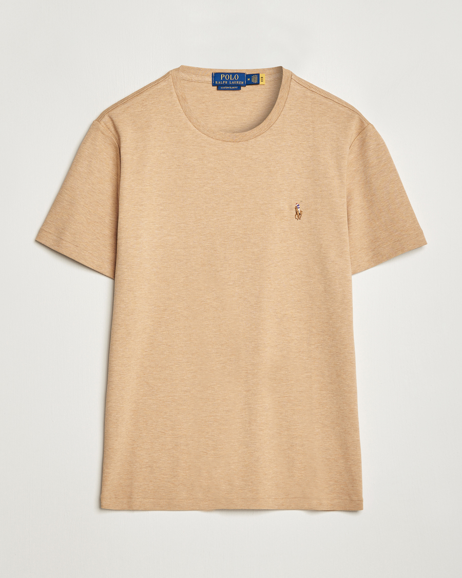 Herren | T-Shirts | Polo Ralph Lauren | Luxury Pima Cotton Crew Neck T-Shirt Camel Heather