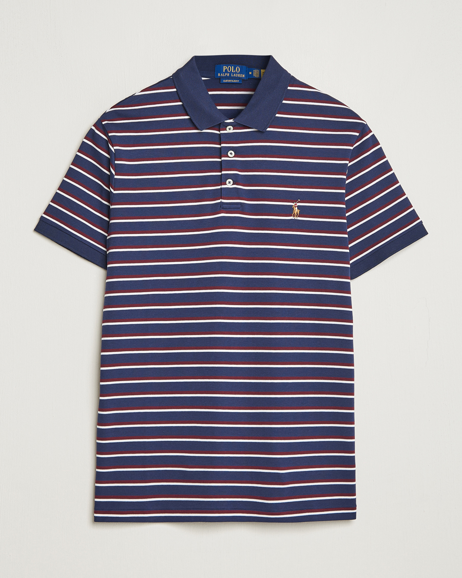 Herren | Poloshirts | Polo Ralph Lauren | Luxury Pima Cotton Striped Polo French Navy/White