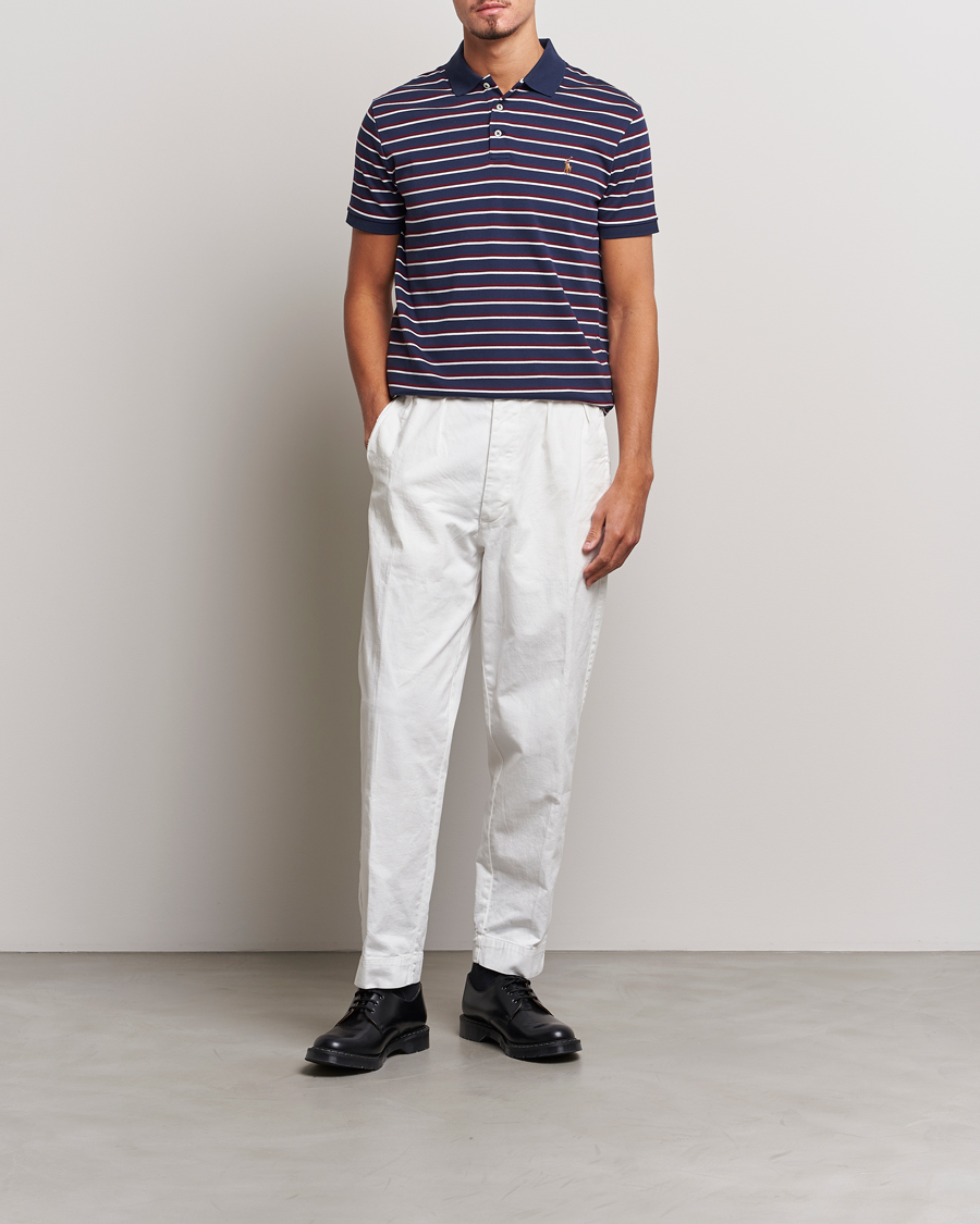 Herren | Poloshirts | Polo Ralph Lauren | Luxury Pima Cotton Striped Polo French Navy/White