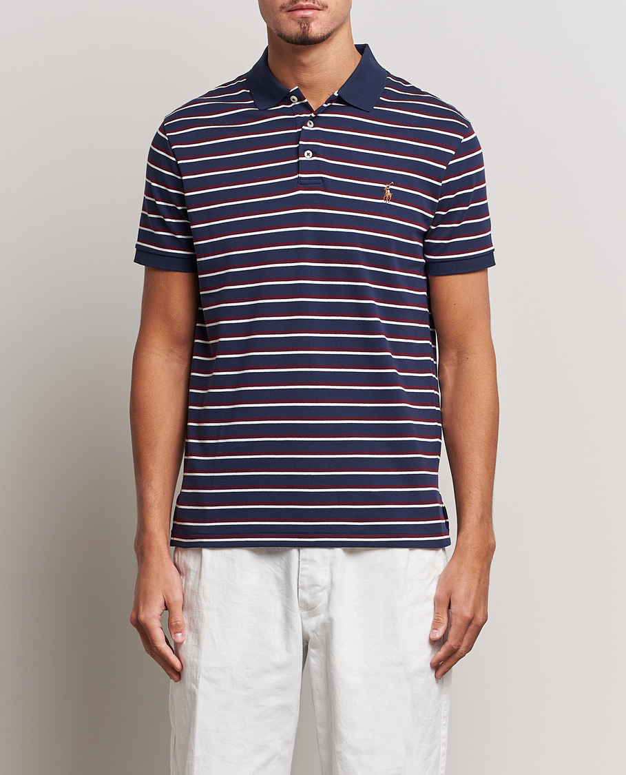 Herren | Poloshirts | Polo Ralph Lauren | Luxury Pima Cotton Striped Polo French Navy/White