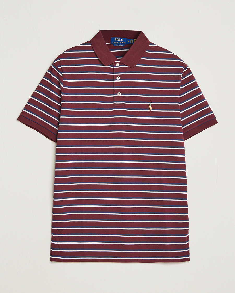 Herren | Poloshirts | Polo Ralph Lauren | Luxury Pima Cotton Striped Polo Harvard Wine/White