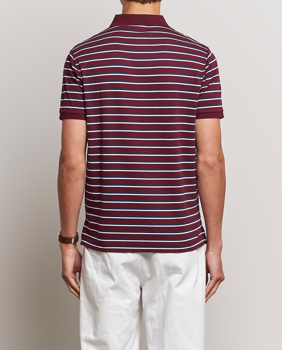 Herren | Poloshirts | Polo Ralph Lauren | Luxury Pima Cotton Striped Polo Harvard Wine/White