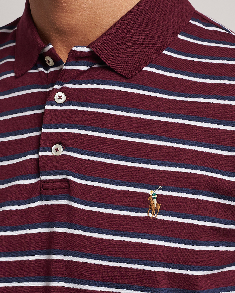 Herren | Poloshirts | Polo Ralph Lauren | Luxury Pima Cotton Striped Polo Harvard Wine/White
