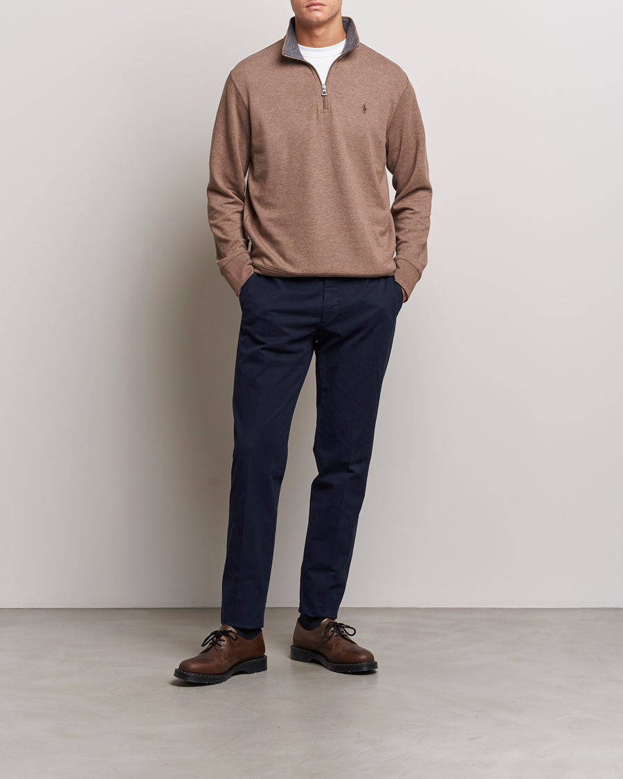 Herren | Pullover | Polo Ralph Lauren | Tech Double Knit Half Zip Brown Heather