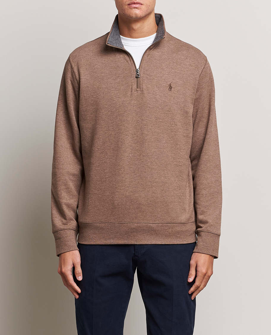 Herren | Pullover | Polo Ralph Lauren | Tech Double Knit Half Zip Brown Heather