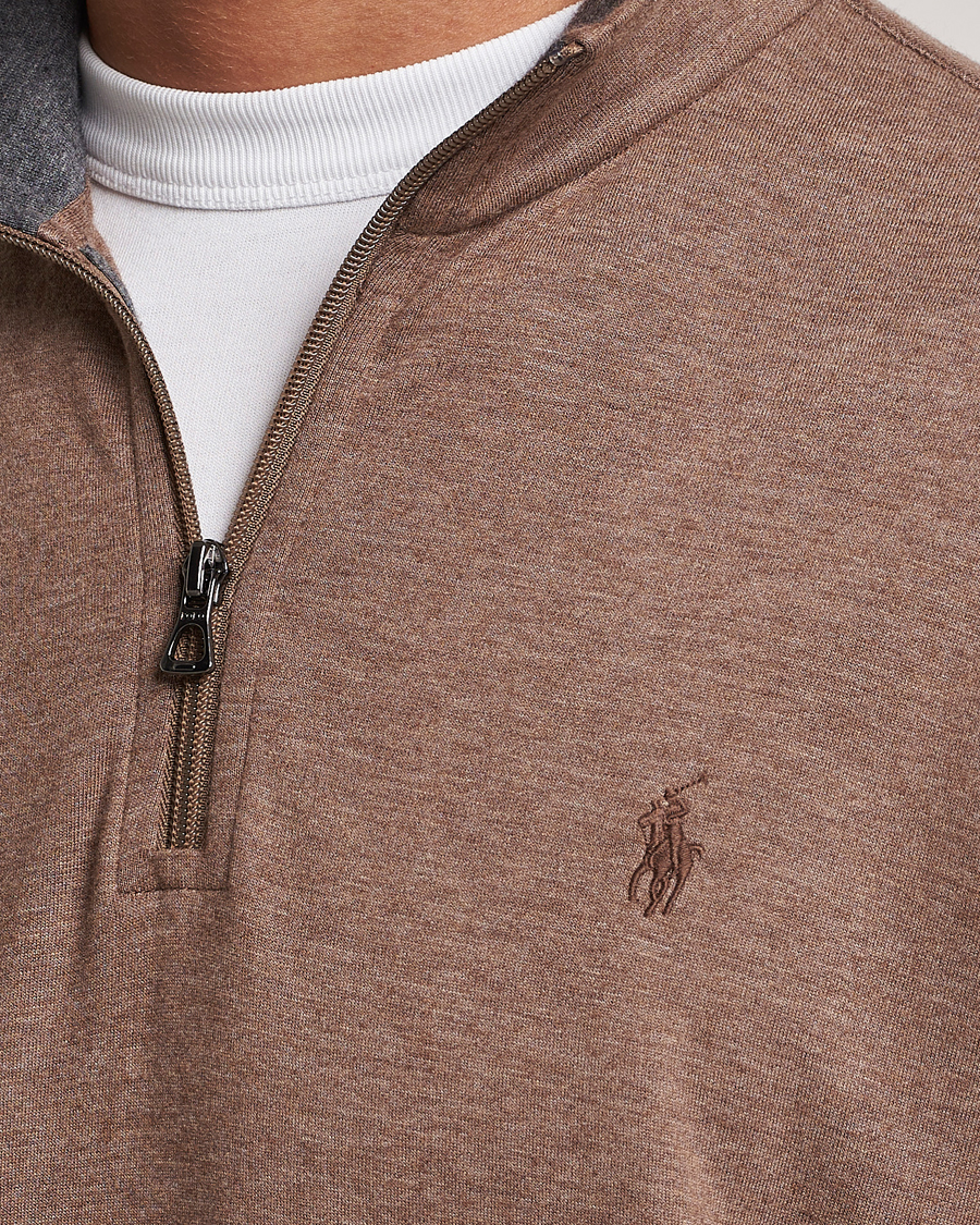 Herren | Pullover | Polo Ralph Lauren | Tech Double Knit Half Zip Brown Heather