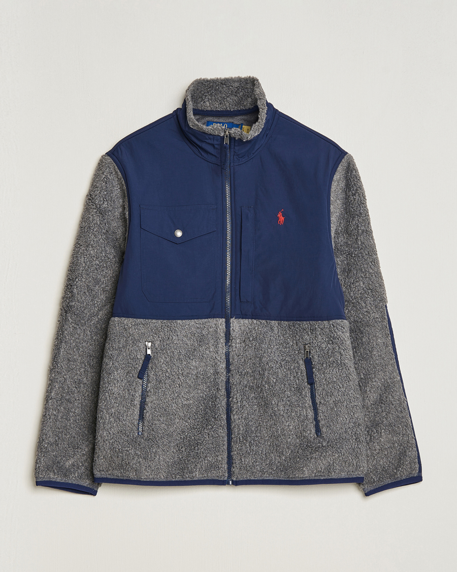 Herren | Pullover | Polo Ralph Lauren | Bonded Sherpa Full Zip Sweater Grey/Newport Navy