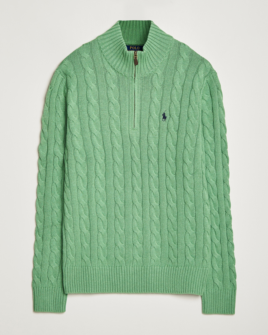 Herren | Pullover | Polo Ralph Lauren | Cotton Cable Half Zip Sweater Field Green Heather