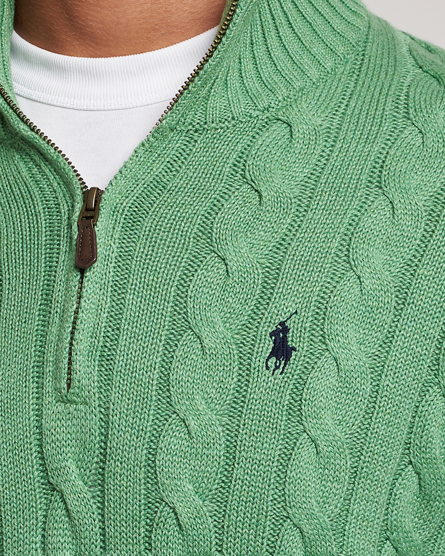 Herren | Pullover | Polo Ralph Lauren | Cotton Cable Half Zip Sweater Field Green Heather