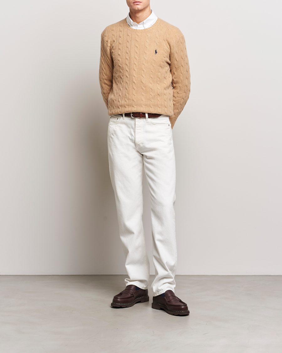 Herren | Pullover | Polo Ralph Lauren | Wool/Cashmere Cable Crew Neck Camel Melange