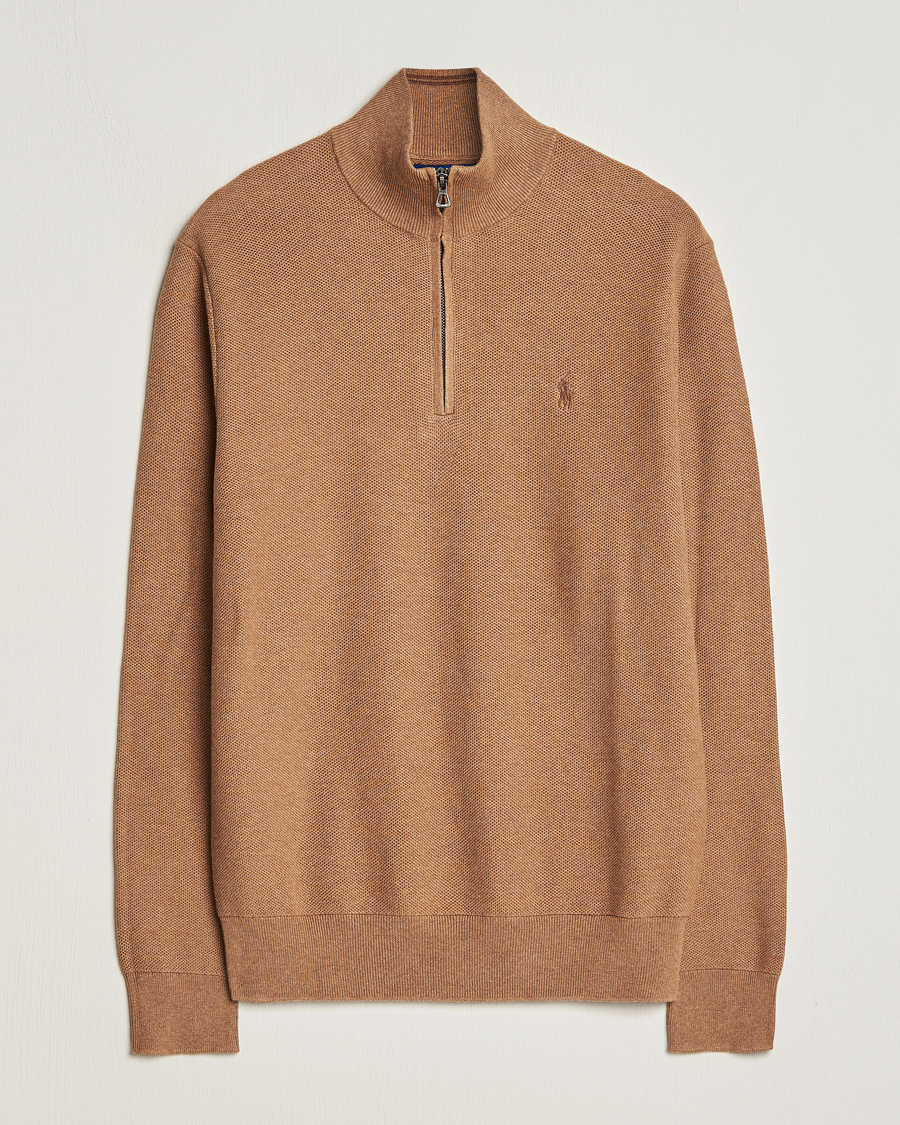 Herren | Pullover | Polo Ralph Lauren | Textured Half Zip Latte Brown Heather
