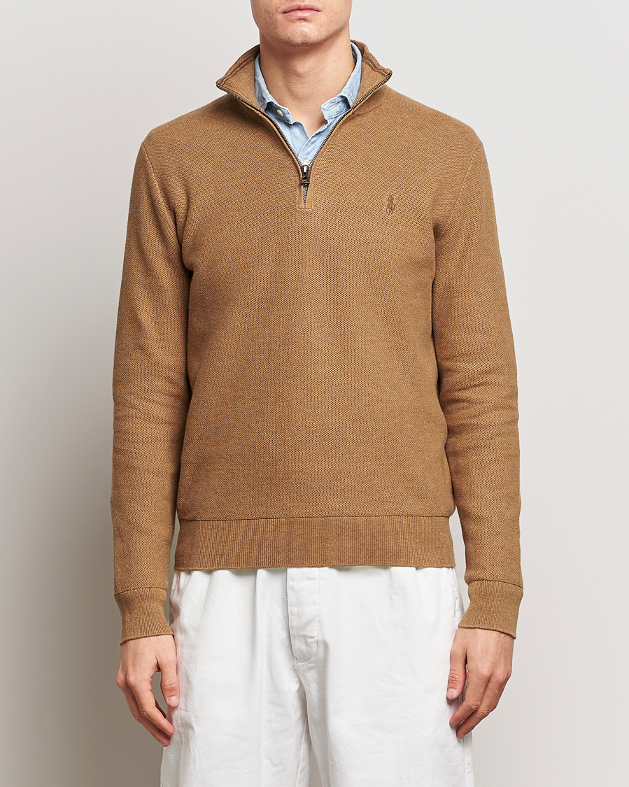 Herren | Pullover | Polo Ralph Lauren | Textured Half Zip Latte Brown Heather
