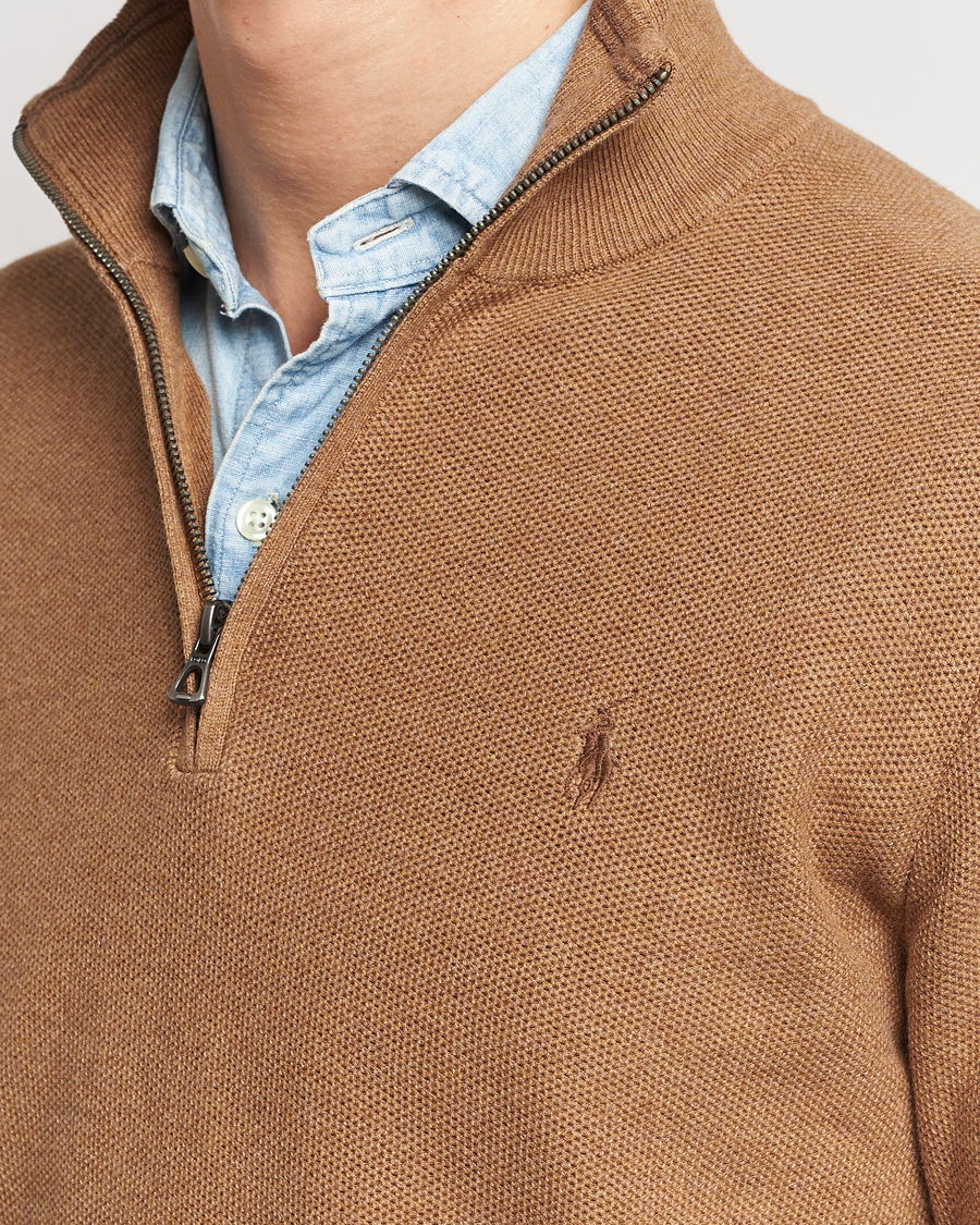 Herren | Pullover | Polo Ralph Lauren | Textured Half Zip Latte Brown Heather