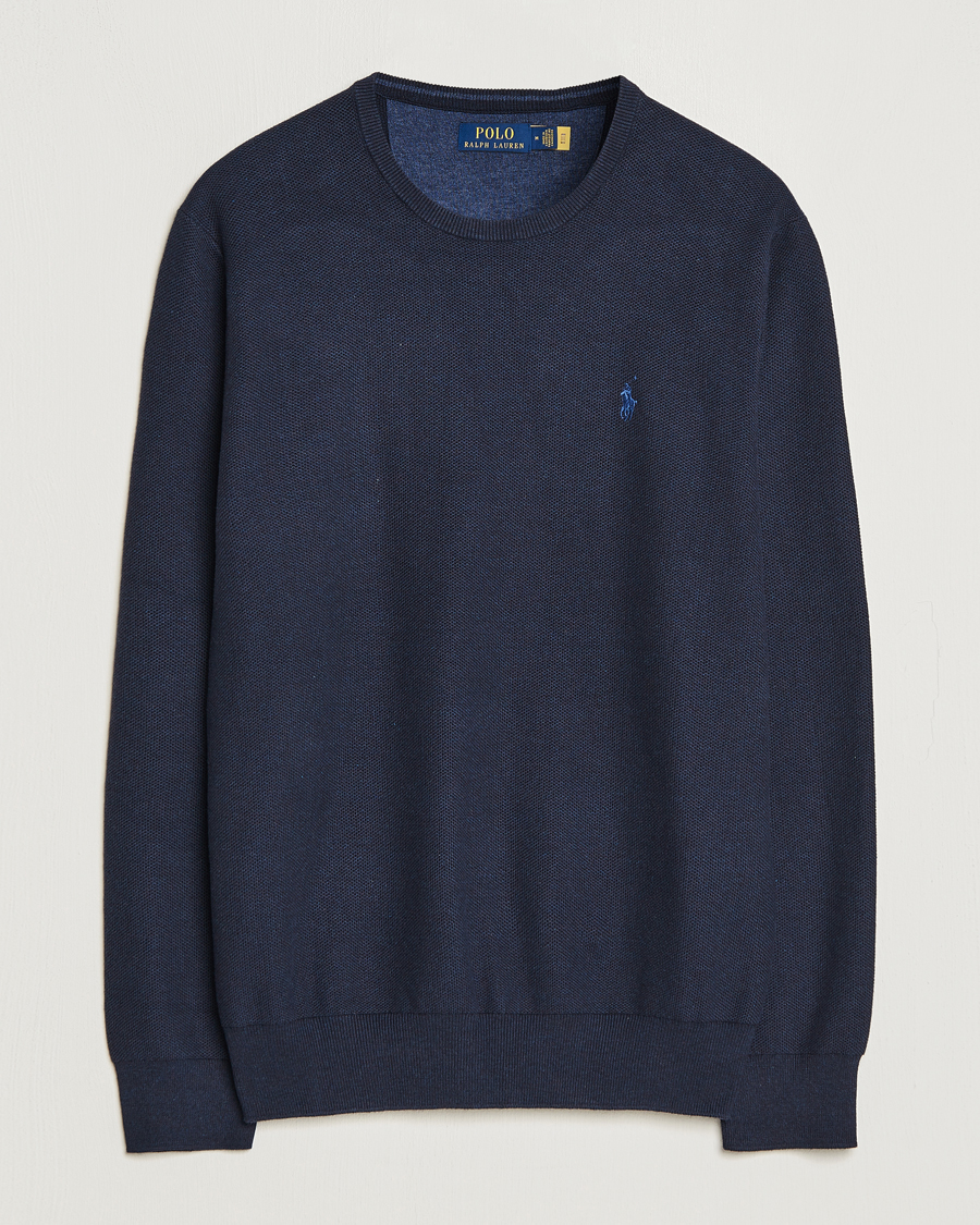 Herren | Pullover | Polo Ralph Lauren | Textured Cotton Crew Neck Sweater Navy Heather