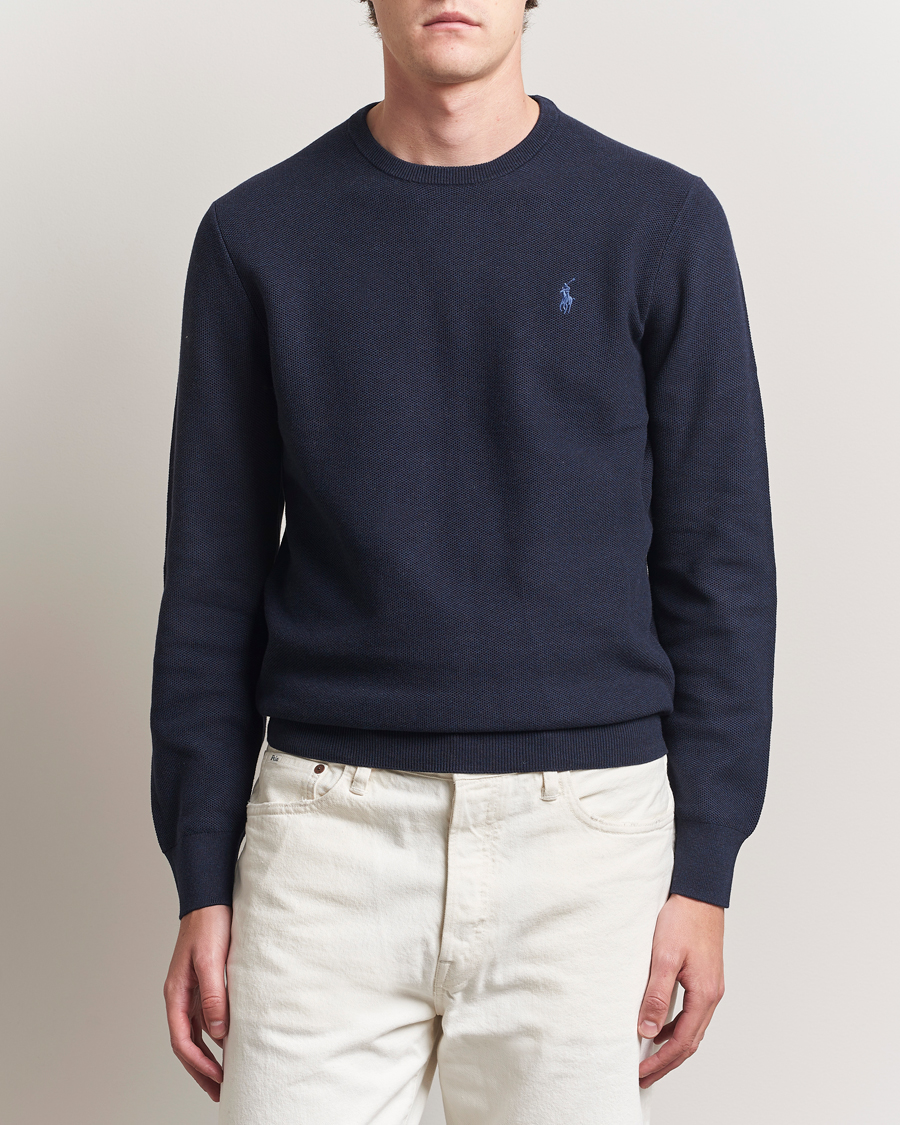 Herren | Pullover | Polo Ralph Lauren | Textured Cotton Crew Neck Sweater Navy Heather