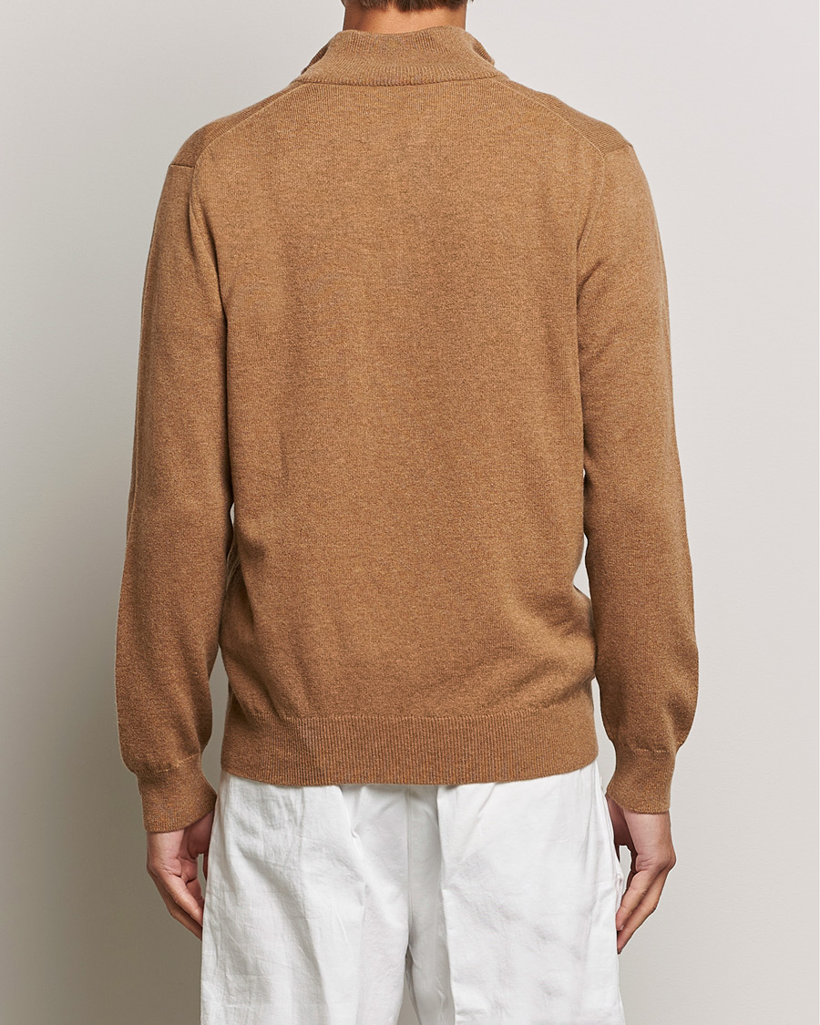 Herren | Pullover | Polo Ralph Lauren | Merino Knitted Half Zip Sweater Latte Brown Heather