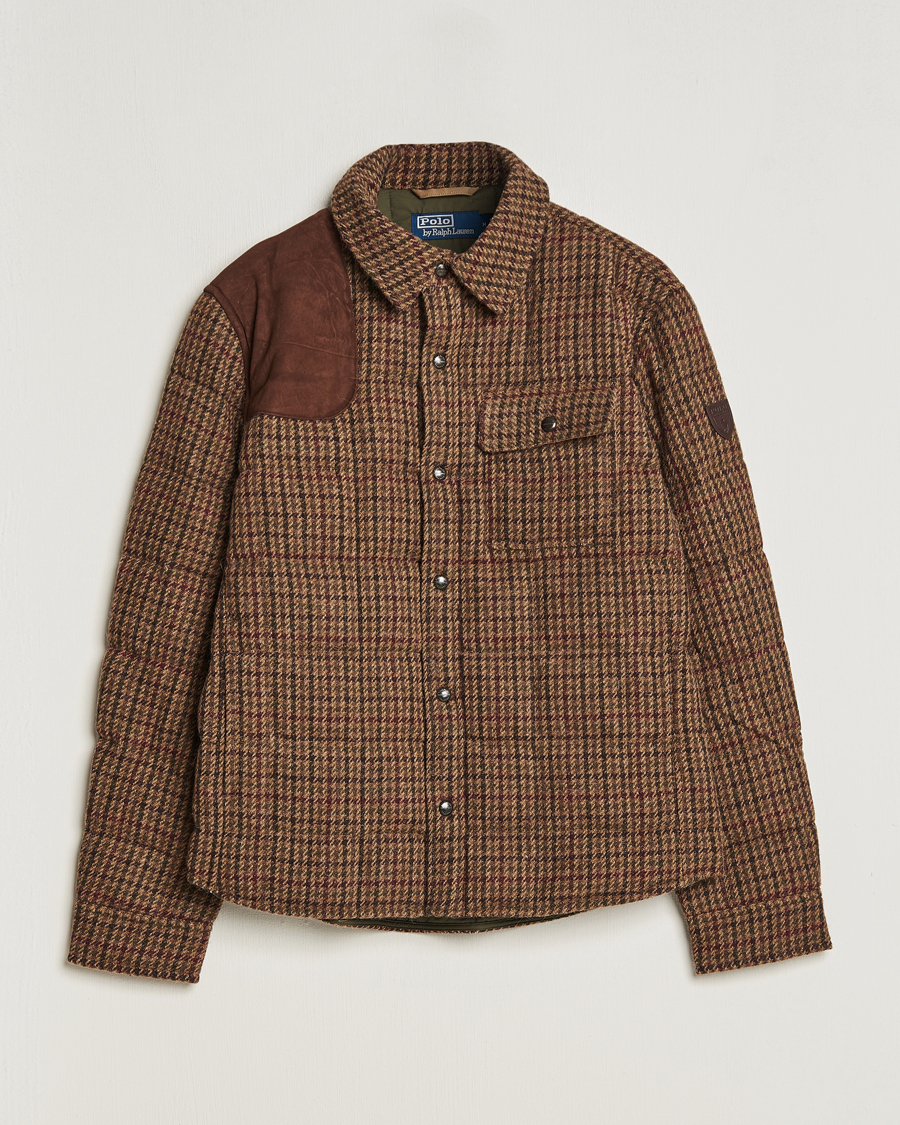 Herren | Jacken | Polo Ralph Lauren | Wool Checked Down Shirt Jacket Brown/Burgundy
