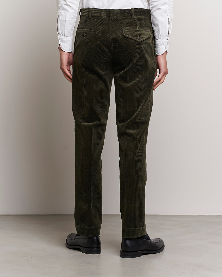 Herren | Hosen | Polo Ralph Lauren | Corduroy Pleated Trousers Oil Cloth Green