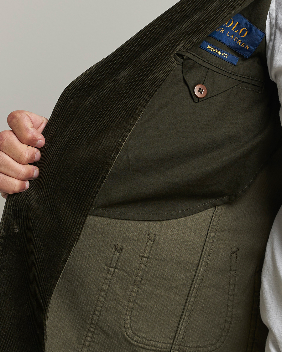 Herren | Sakkos | Polo Ralph Lauren | Corduroy Stretch Blazer Oil Cloth Green